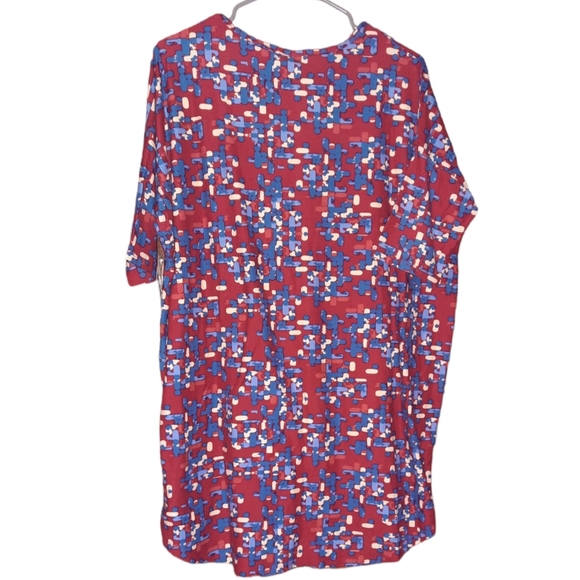 New Lularoe Irma Simply Comfortable Top Hi Low Tunic Shirt Size M Red White Blue - Picture 3 of 5